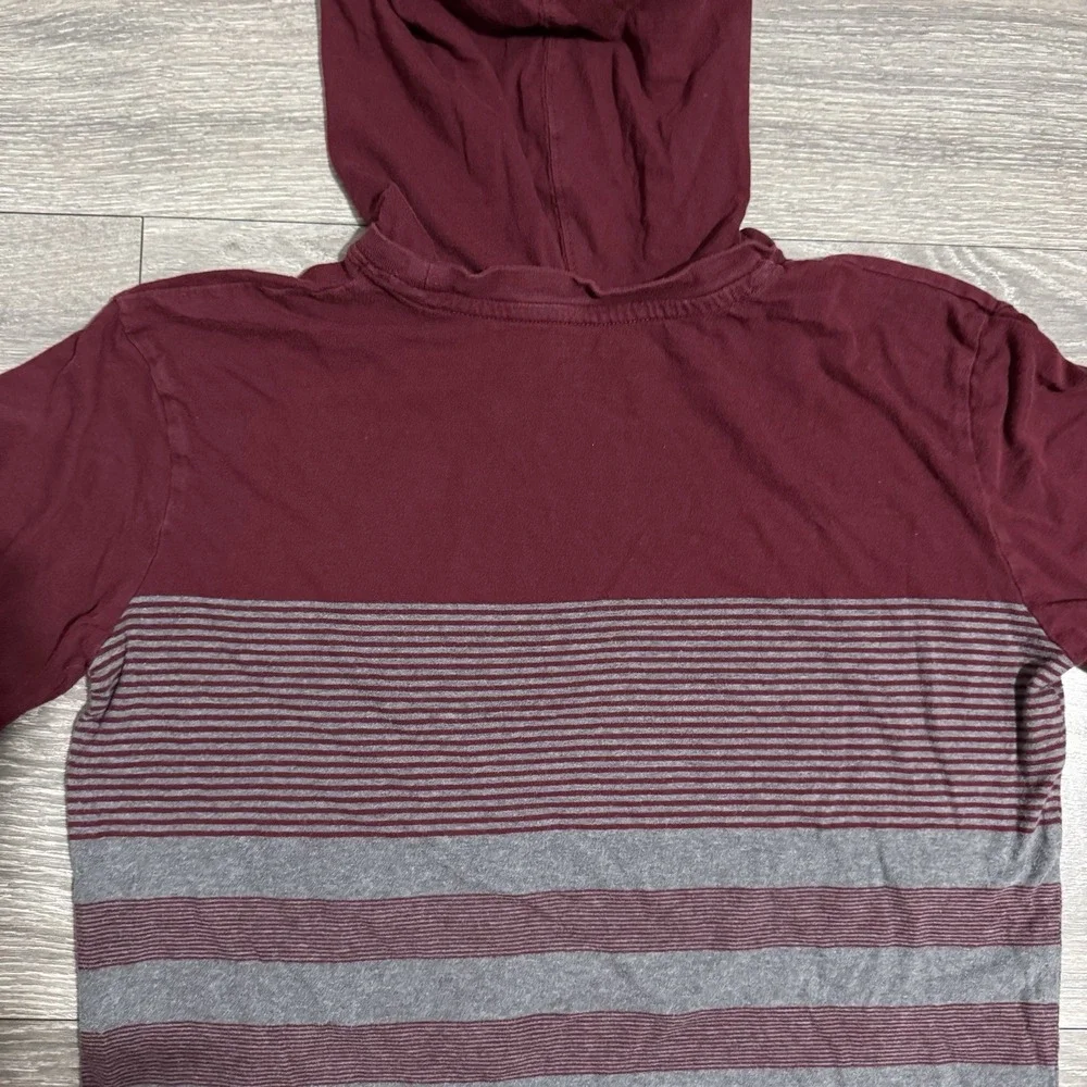 Place Big Boy Burgundy Stripped Long Sleeves‎ Hooded Pullover Shirt Size 16
